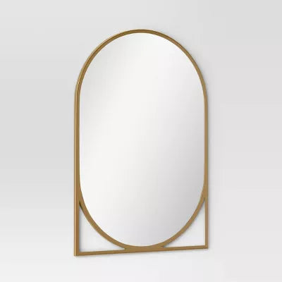 Decorative Wall Mirror Gold - Modern Powder-Coated Metal, Novelty Shape, Wall Mount