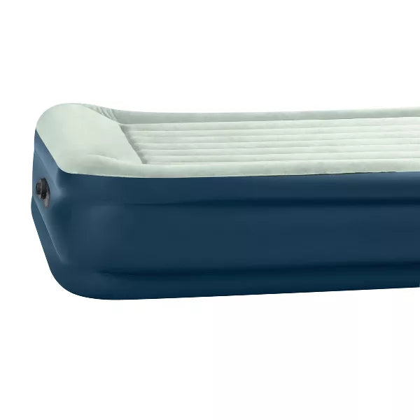 Elevated Pillow Rest Queen Air Mattress with Internal Pump - Off-White/Blue