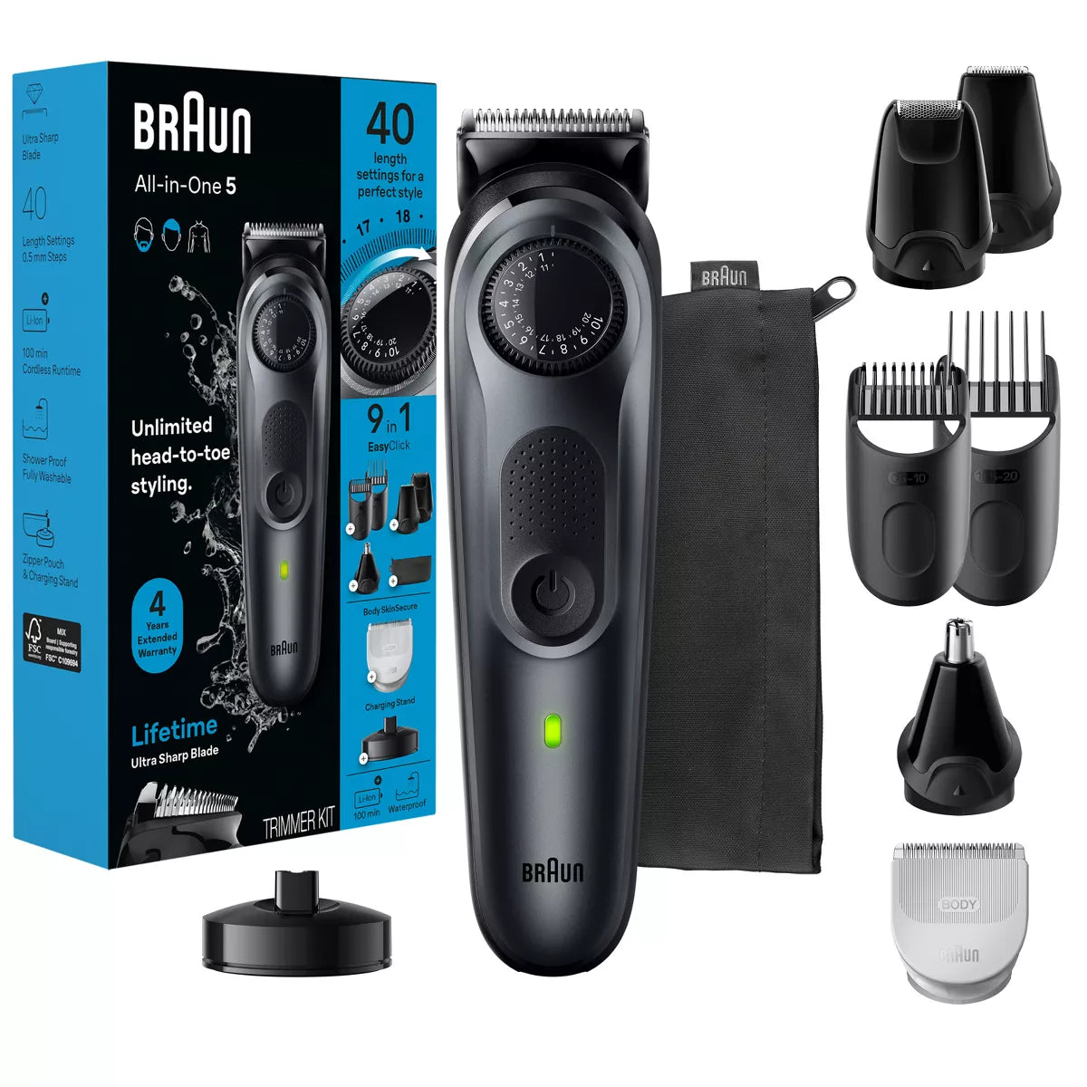 ALL-IN-ONE STYLE KIT SERIES RECHARGEABLE 9-IN-1 BODY, BEARD & HAIR TRI ...