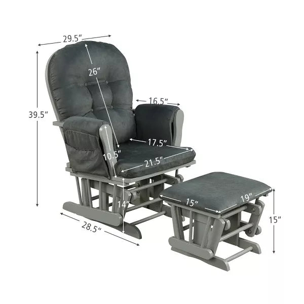 Baby Nursery Relax Rocker Rocking Chair Glider & Ottoman Set w/ Cushion