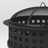 Metal Lattice Wood Burning Round Outdoor Fire Pit Black -Rust-Resistant Steel, Mesh Sides, Angled Legs