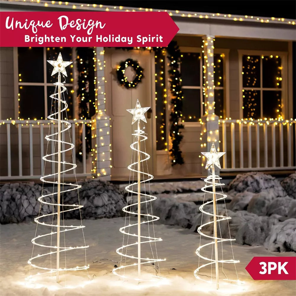 2 Packs Christmas Spiral Tree Yard Light Outdoor Decoration, final cut