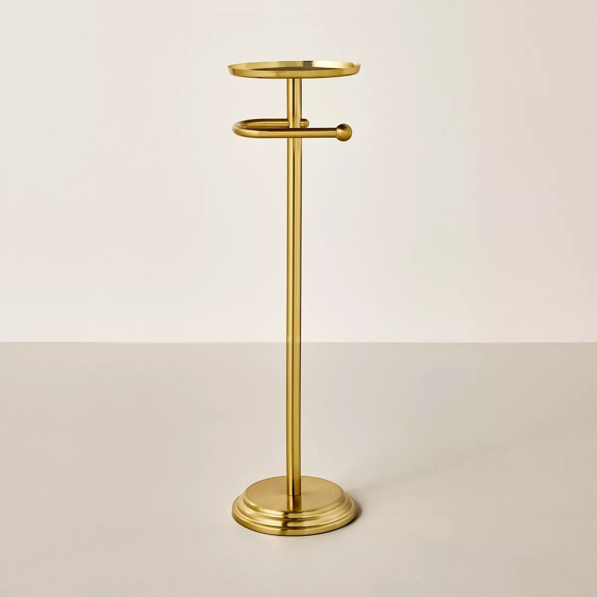 26" Brass Toilet Paper Stand Brushed Finish SHOWROOM ITEM