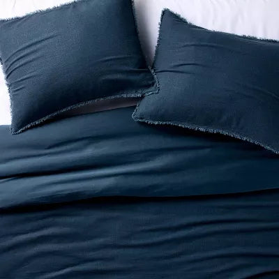 Heavyweight Linen Blend Duvet Cover and Sham Set - King