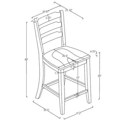 2pk Wood Ladder Back Counter Stool