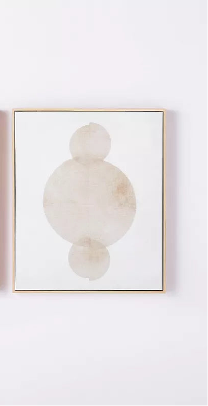 1-Piece Abstract Shapes Framed Canvas Brown