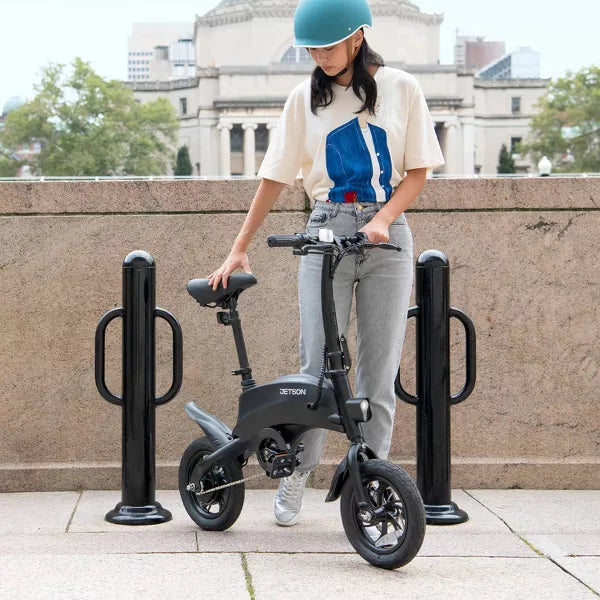 Axle Foldable Step Over Electric Bike - Black