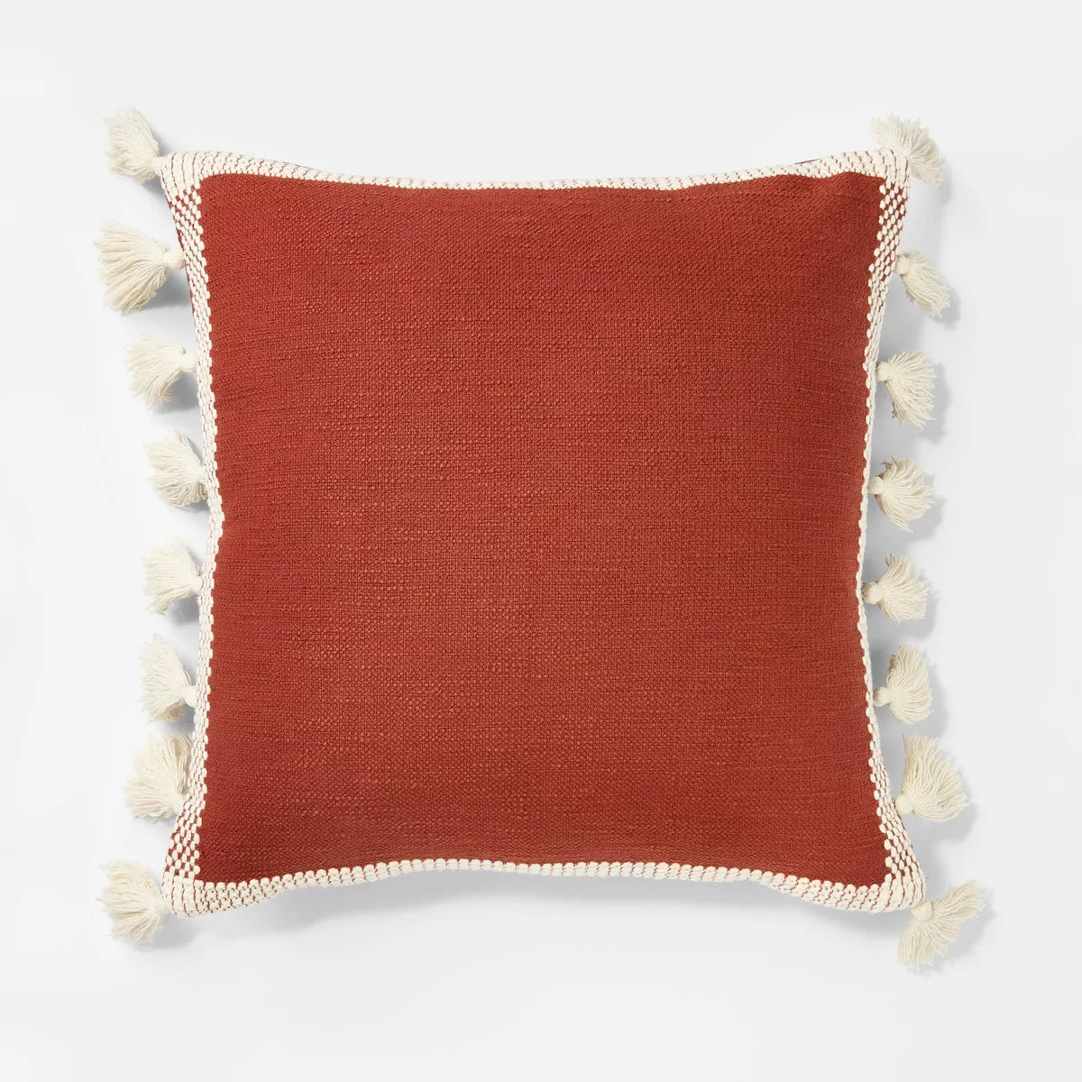 Woven Frame Square Throw Pillow with Side Tassels - Threshold™ designed with Studio McGee SHOWROOM ITEM