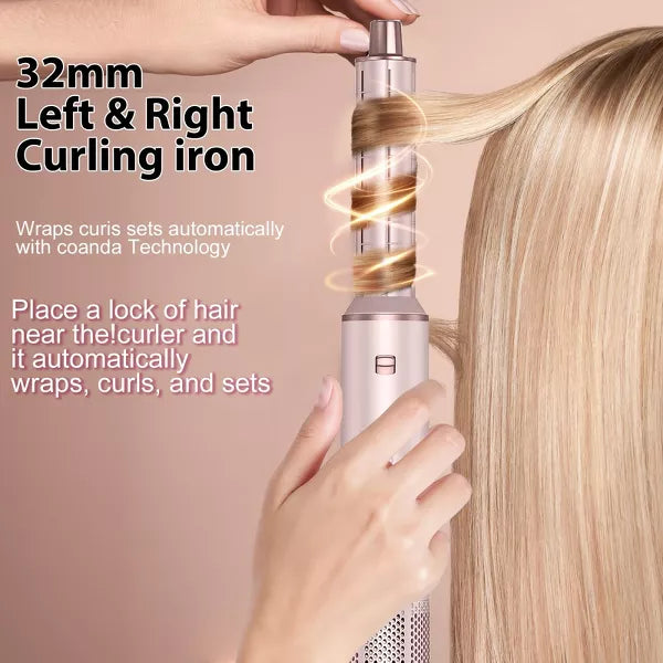 5 in 1 Air Styler, Multi Ionic Hair Dryer Brush Set, Auto Air Wrap Hair Styler Without Heat Damage, Curl, Volumize and Straighten,Pink