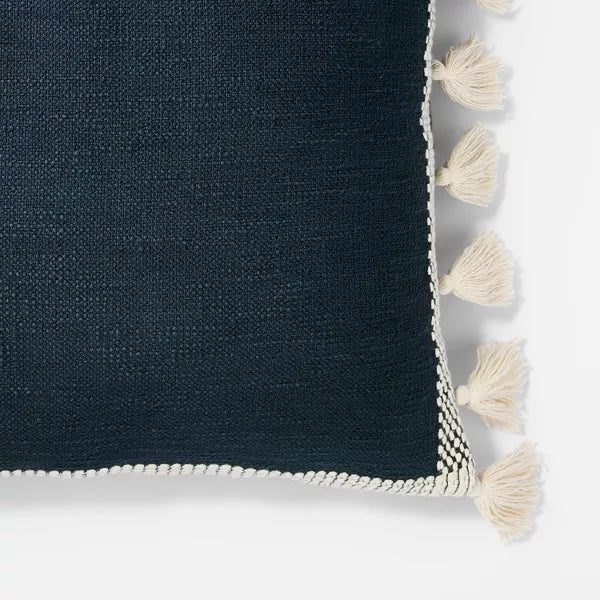 Woven Frame Square Throw Pillow with Side Tassels