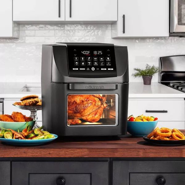 All-in-One Digital Air Fryer, Oven, Rotisserie & Dehydrator: Stainless Steel, Dishwasher-Safe Parts