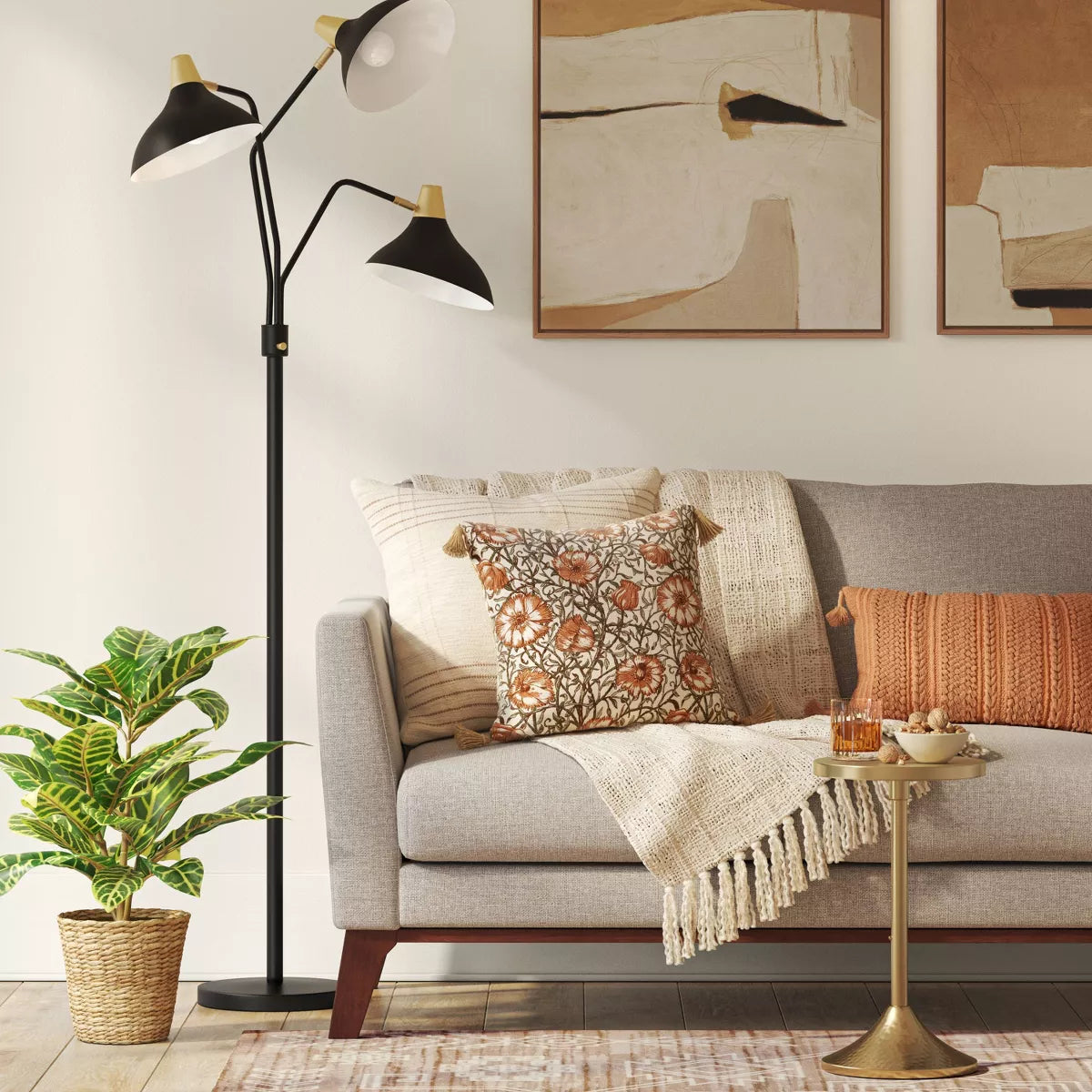 3-Head Floor Lamp Black - Threshold™ SHOWROOM ITEM