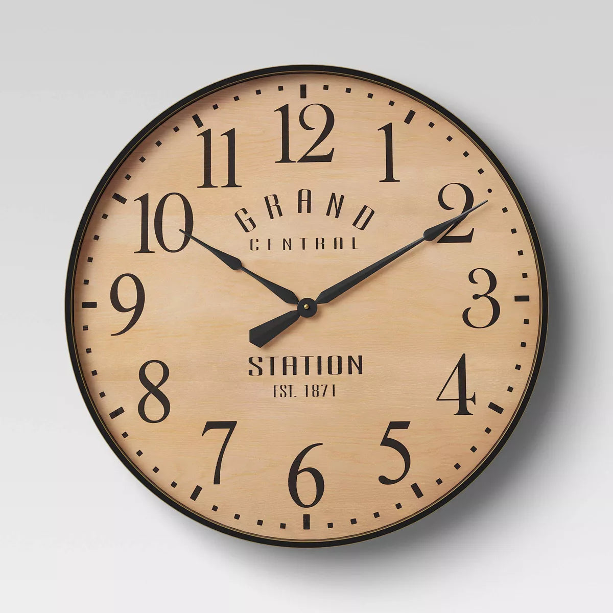 26" Grand Central Station Wall Clock Tan/Black - Threshold™ - SHOWROOM ITEM