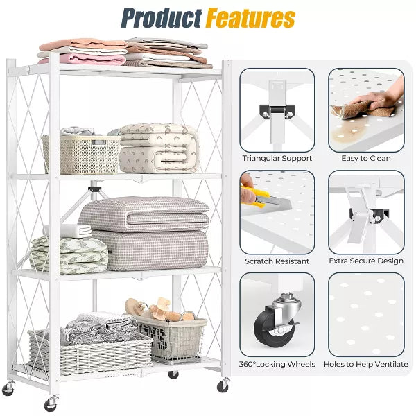 Storage Shelves Foldable metal shelves Garage Shelving Units 4-Tier
