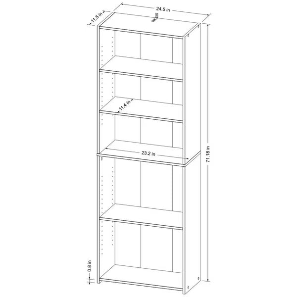 5 Shelf Bookcase Natural, final cut
