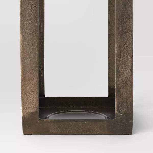Pillar Cast Aluminum Lantern Candle Holders Gold