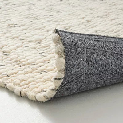 Chunky Rectangular Handmade Woven Area Rug Cream - 5'x7'