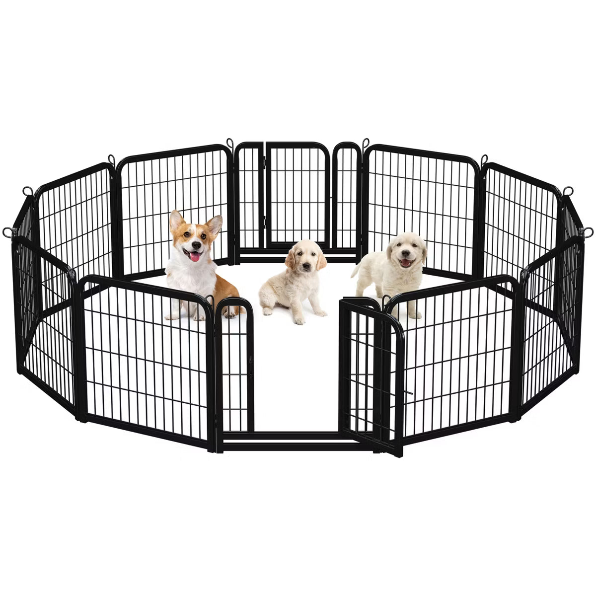 6 Panels Dog Playpen Panels Metal Pet, Black
