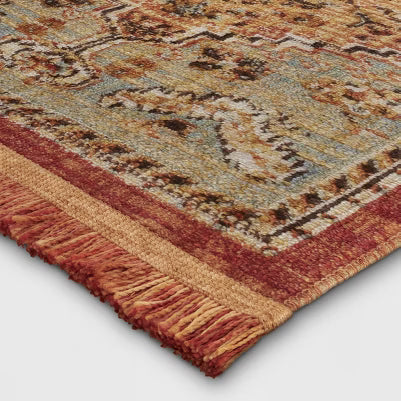 Floral Woven Rug Rust/Green
