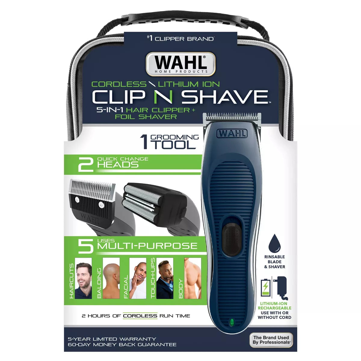 Clip & Shave 2 in 1 Cordless Rechargeable Hair Clipper and Electric Shaver for Men for Head, Face & Body