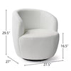 Bella Swivel Barrel Chair,2 Size Soft Touch Upholstered White Teddy Swivel Chair, Armrest 360° Swivel Nursery Chair