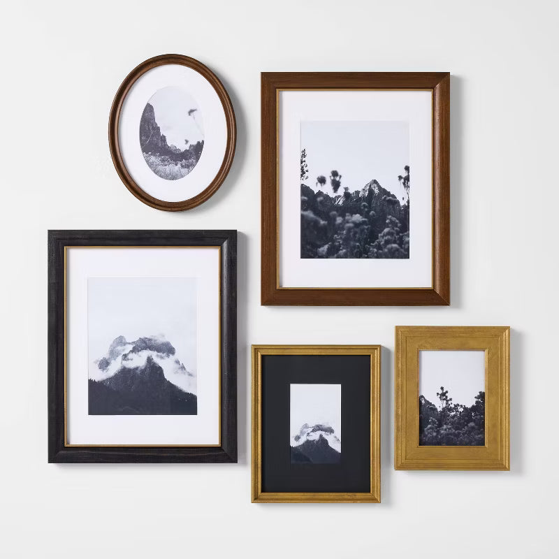 Set of 5 Real Wood Gallery Frames