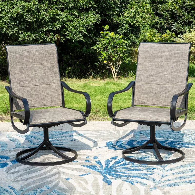 Single Steel Swivel Patio Padded Arm Chair