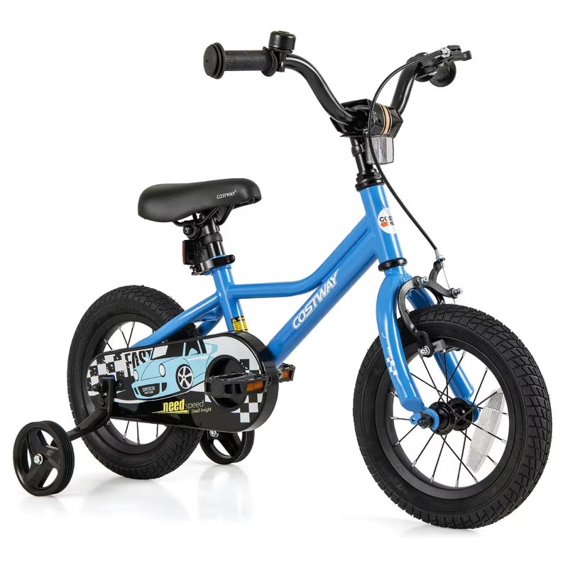 Kids Training Bike with Removable Training Wheels Pneumatic Tires Navy/Black