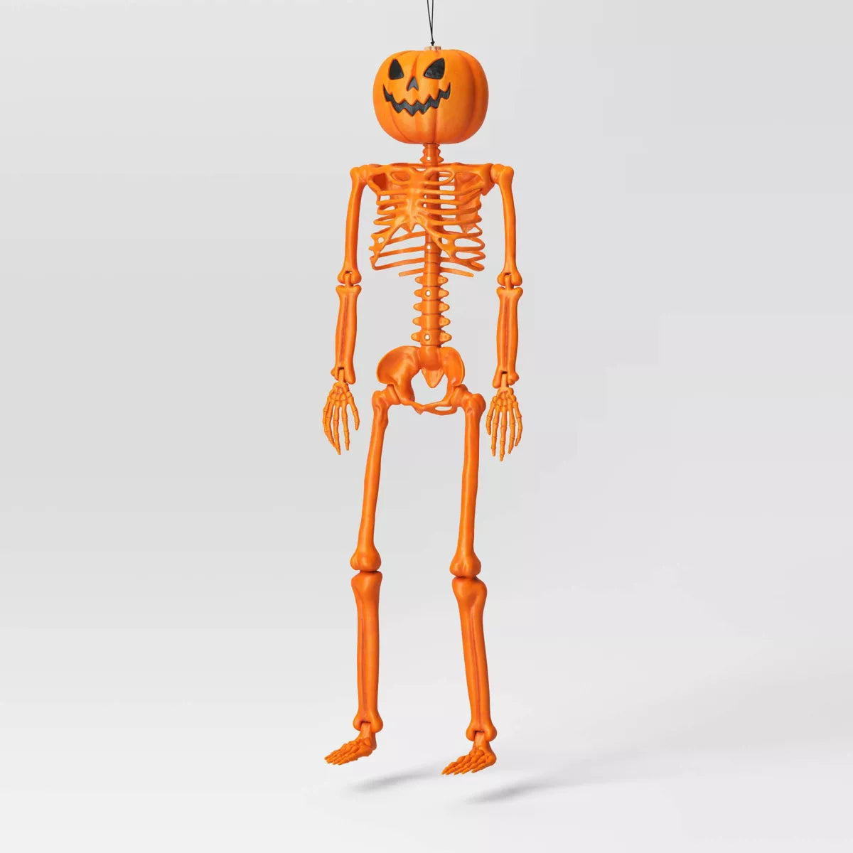 36" Poseable Pumpkin Head Skeleton Halloween Decorative Prop Orange Showroom Item