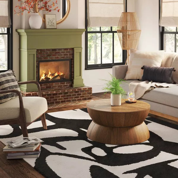 Abstract Inkblot Rug Black/White