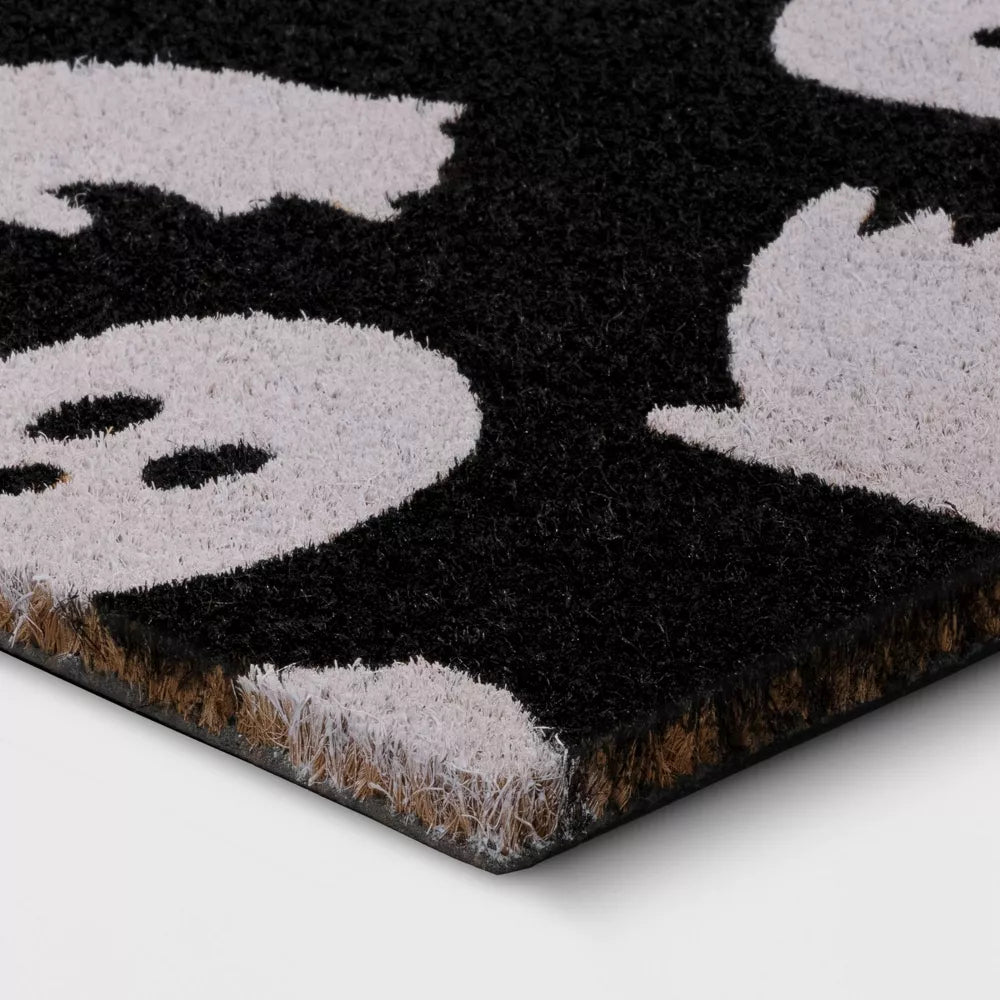 'Flying Boo' Halloween Coir Doormat Black/White