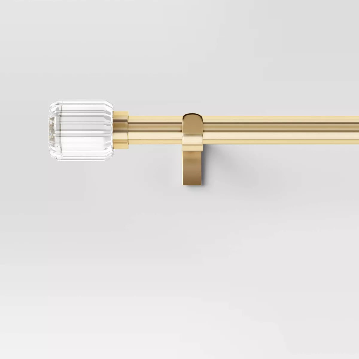 Clear Ribbed Curtain Rod Brass