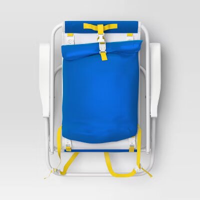 Recycled Fabric Outdoor Portable Beach Chair with Storage Space Blue