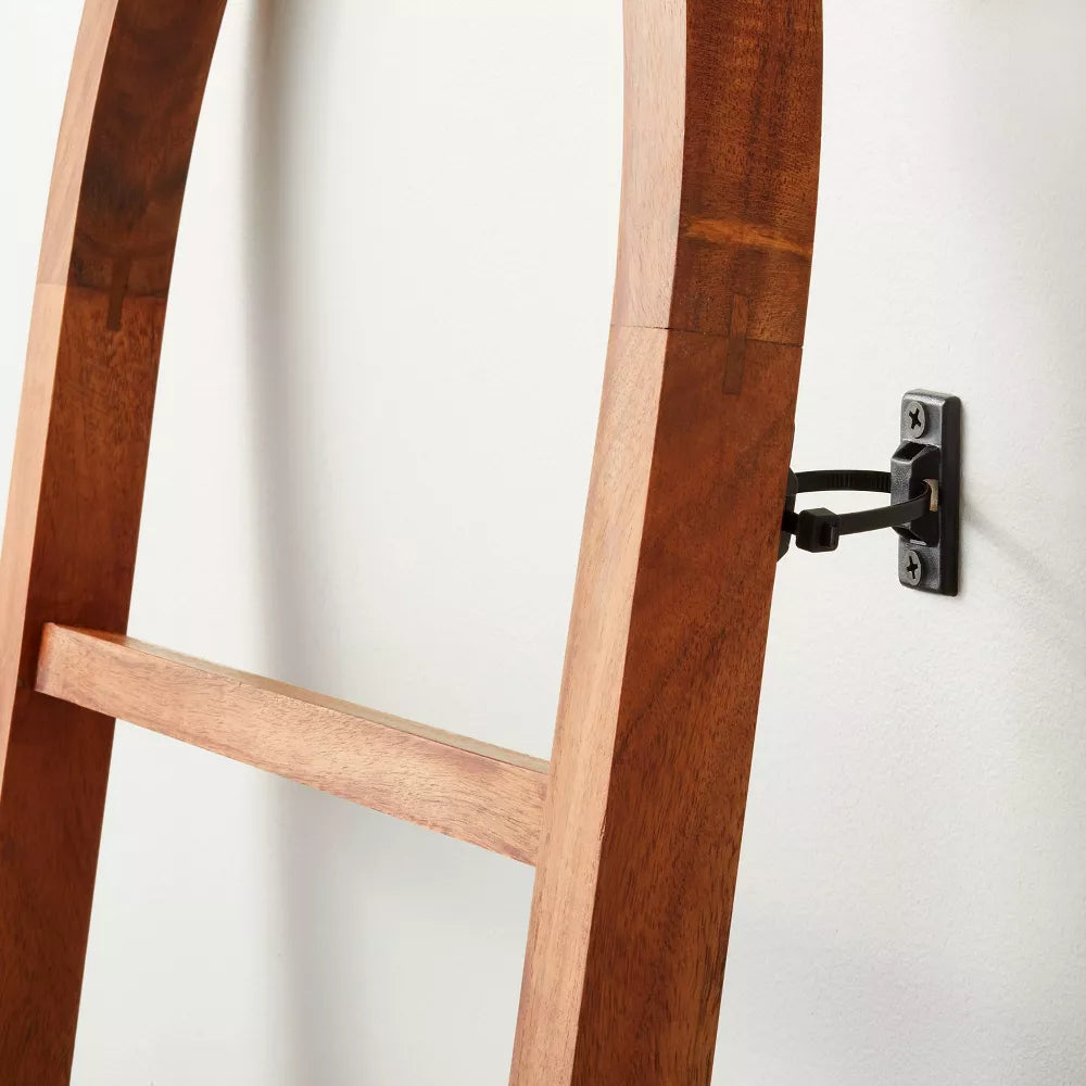 Arched Wood Throw Blanket Ladder Brown