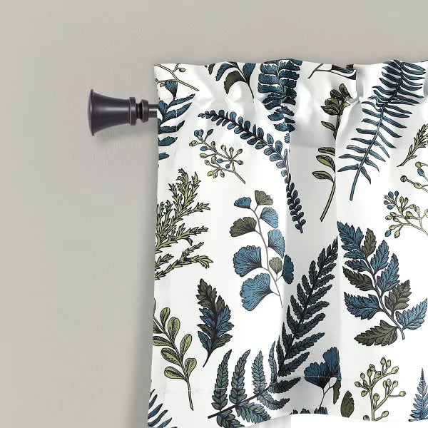 Devonia Allover Light Filtering Valance White/Green - Botanical Leaf Pattern