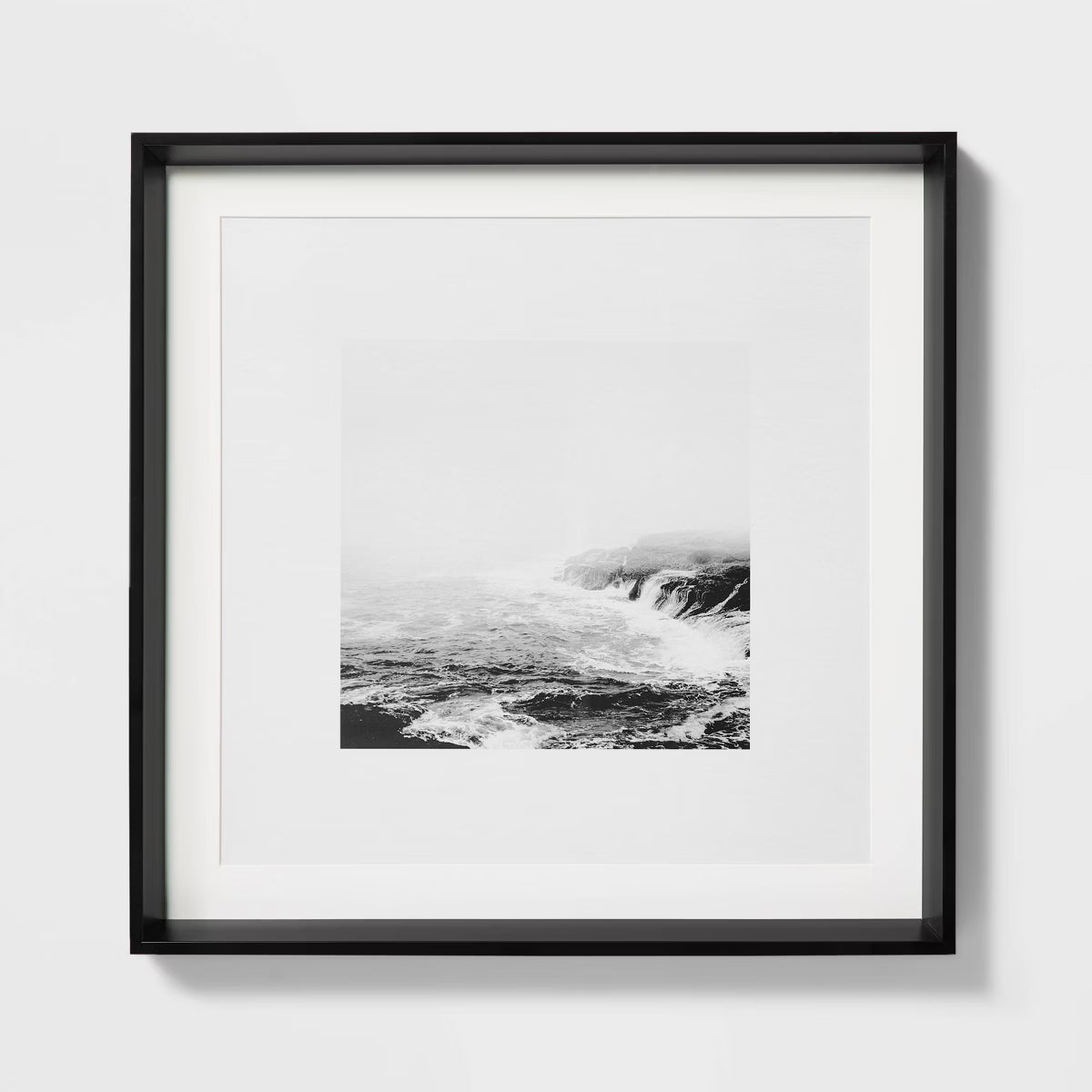 20" x 20" Foggy Shore Framed Wall Art - Black SHOWROOM ITEM