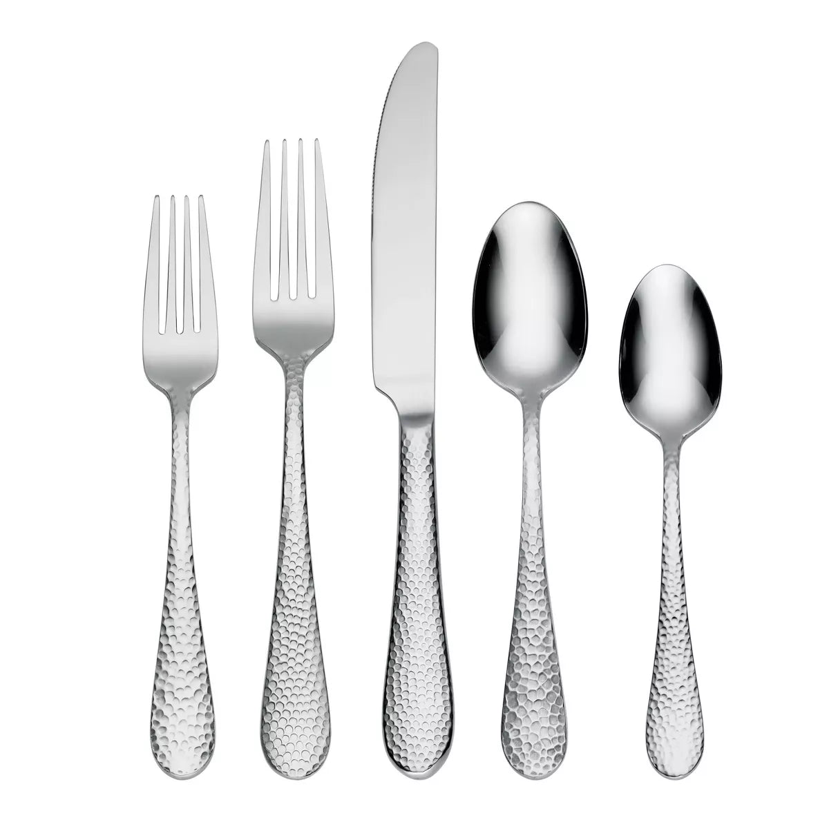 45pc Stainless Steel Tibet Hammered Flatware Set