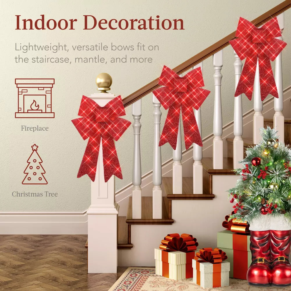 1-Piece Pre-Lit Christmas Bows, LED Holiday Décor w/ 8 Light Functions, final cut