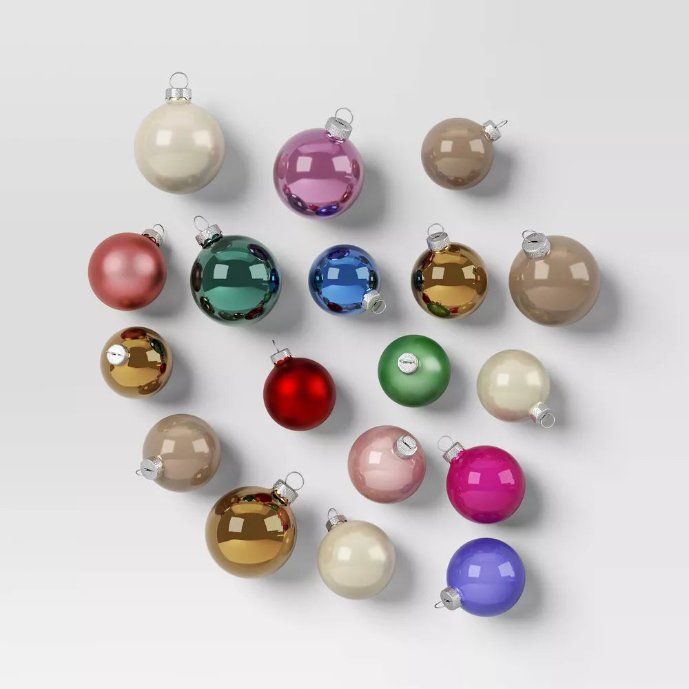 42pc Round Glass Christmas Tree Ornament Set, final cut