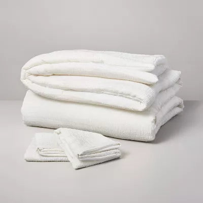 3pc Heather Stripe Comforter Bedding Set Twilight Taupe - Queen