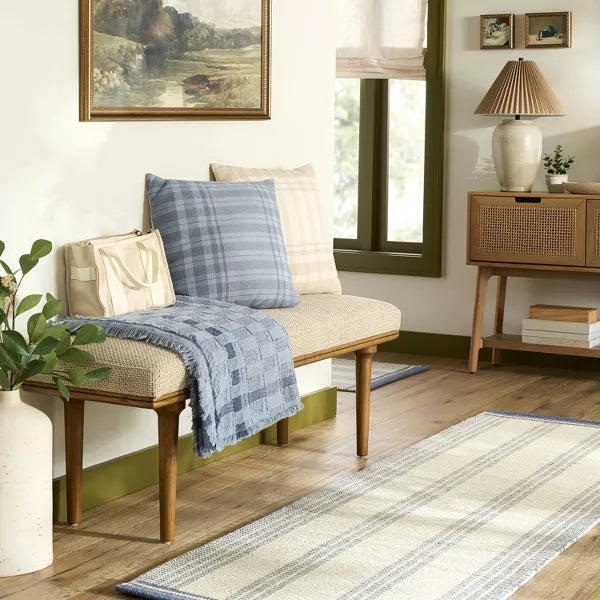 Vertical Stripes Wool-Cotton Blend Runner/Accent Rug 2'4"x7