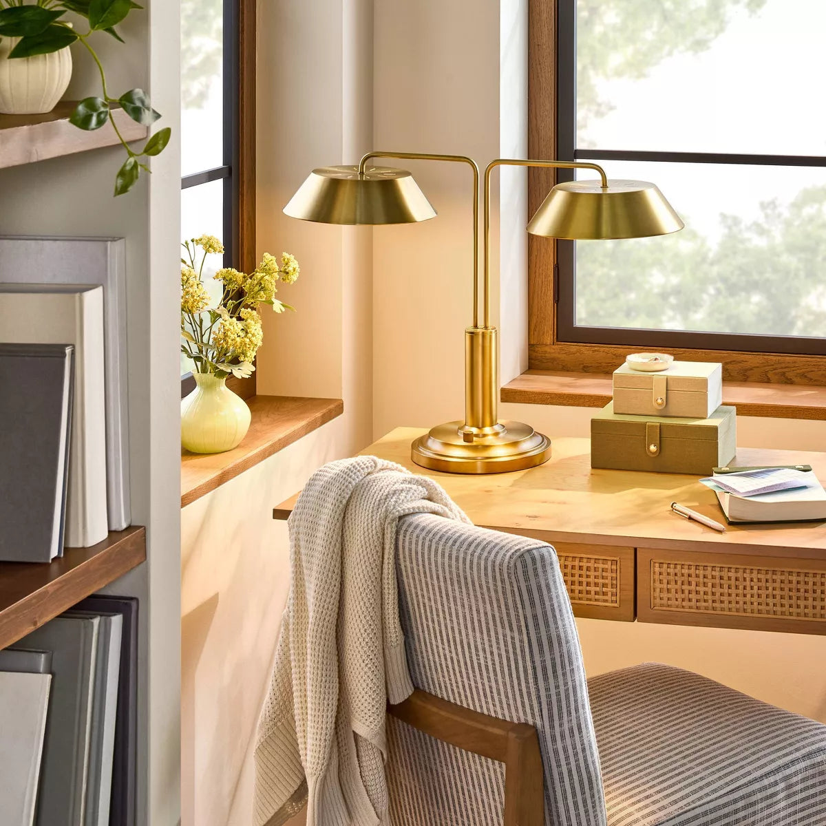 Brass Double-Shaded Table Lamp - Hearth & Hand - SHOWROOM ITEM