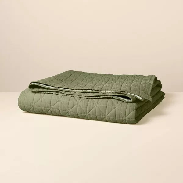 Reversible Lightweight Quilt Tonal Green Full/Queen