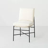 Fabric & Metal Armless Dining Chair - Cream/Black