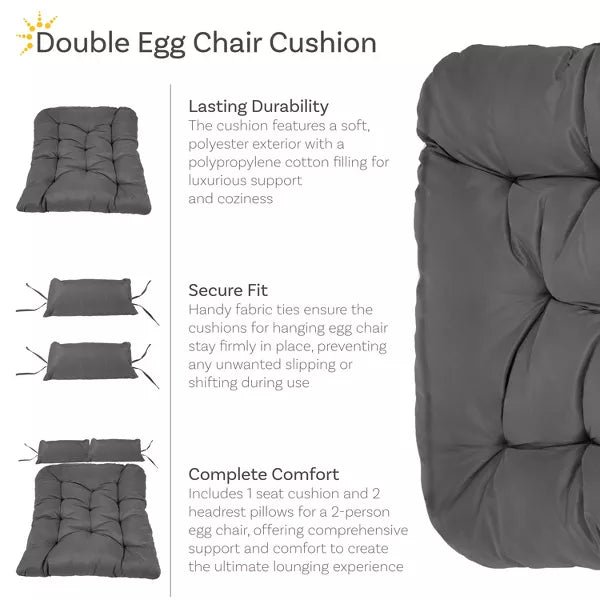 Outdoor Andrei Double Egg Chair Replacement Seat Cushion - Dark Gray