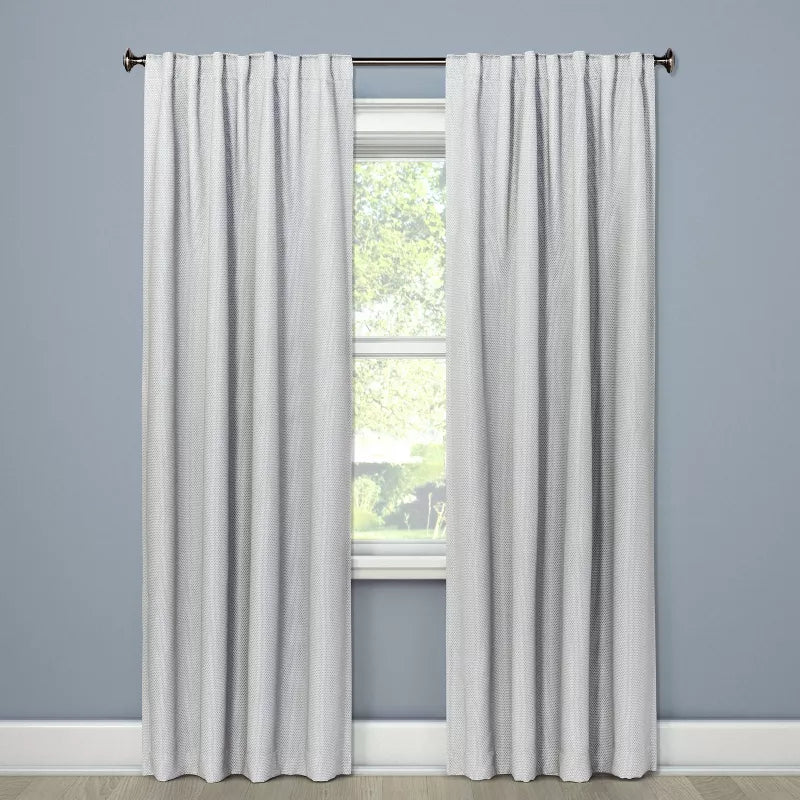 2pcs Room Darkening Small Check Window Curtain Panel