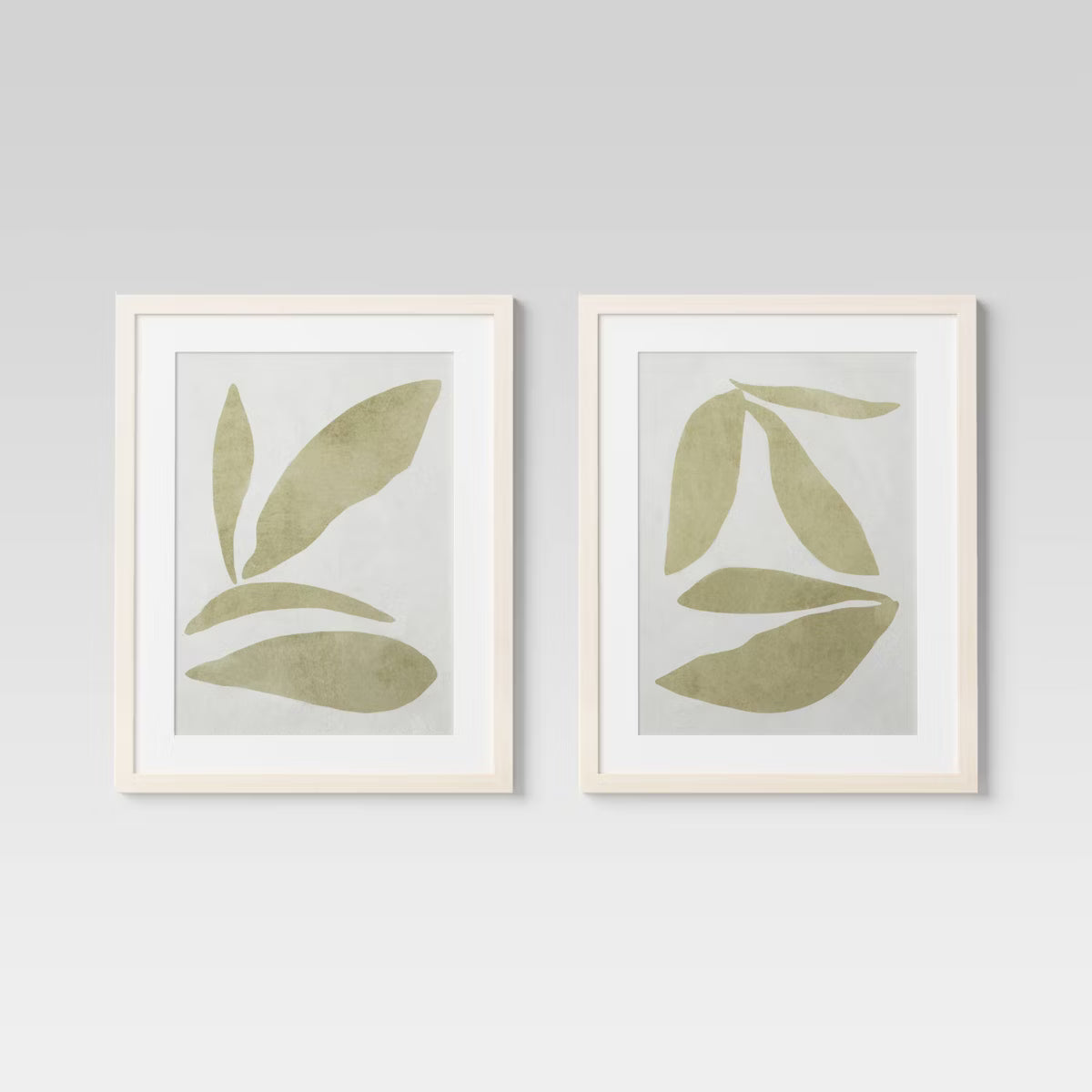 (Set of 2) Leaf Framed Wall Art Set Natural - Botanical Drawing