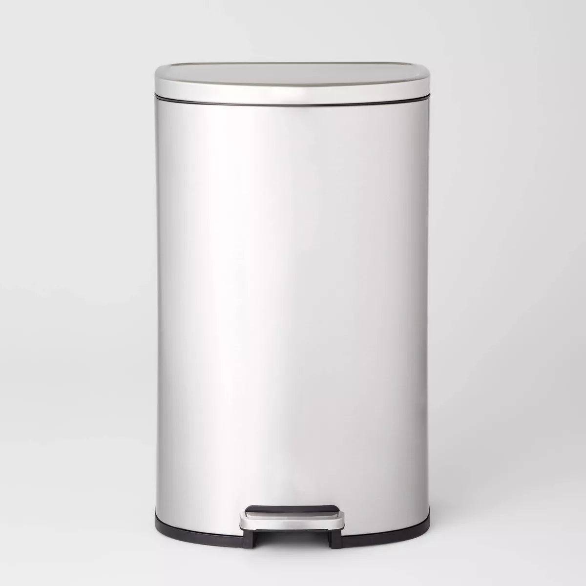 D Shape Step Trash Can - Stainless Steel, 13 Gallon, Kitchen Garbage Can, Smooth Finish, Indoor Use