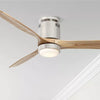 Modern Hugger Indoor Ceiling Fan with Light LED Remote Brushed Nickel Natural Solid Wood Carved Blades