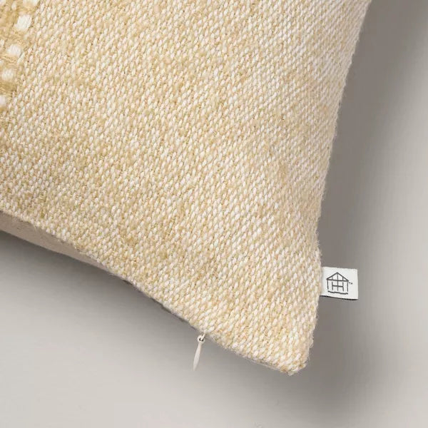 Block Stripe Square Throw Pillow Heathered Beige - Farmhouse Decor, Removable Cover